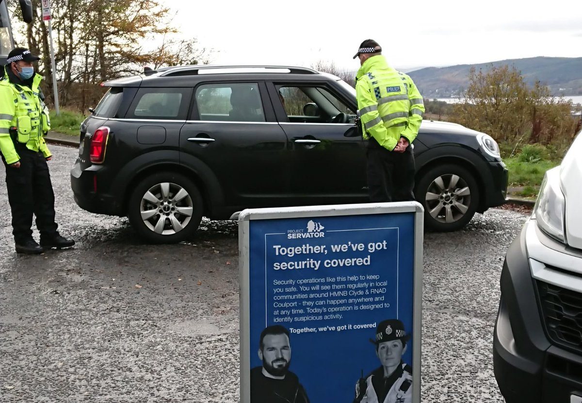 MODPolice's tweet photo. Highly visible #ProjectServator officers talking to local motorists and providing a reassuring police presence at locations around #HMNBClyde and #RNADCoulport today.
Find out more about what we do and how you can help ➡️ https://t.co/6duilb4nvW
#WeProtectDefence https://t.co/F79NbOyc3Y