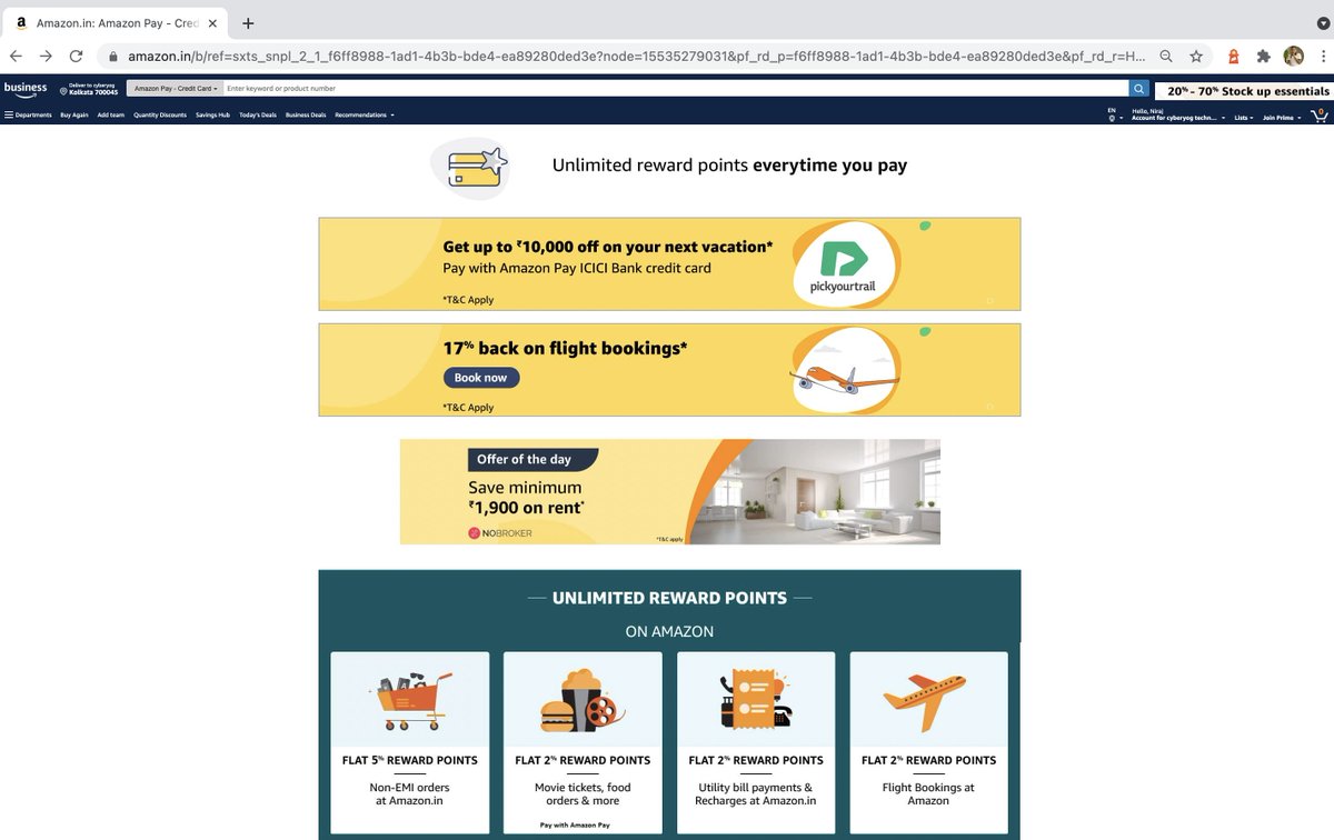 niraj_agarwal's tweet photo. @AmazonHelp My concern is not about the application, but the hypocrisy of @ICICIBank On one hand, the card is promoted on the Amazon Business site &amp; on the other hand the bank is declaring all transactions made on Amazon Business as ILLEGAL. Amazon cannot shirk responsibility in this case. https://t.co/DUSS45JHm8