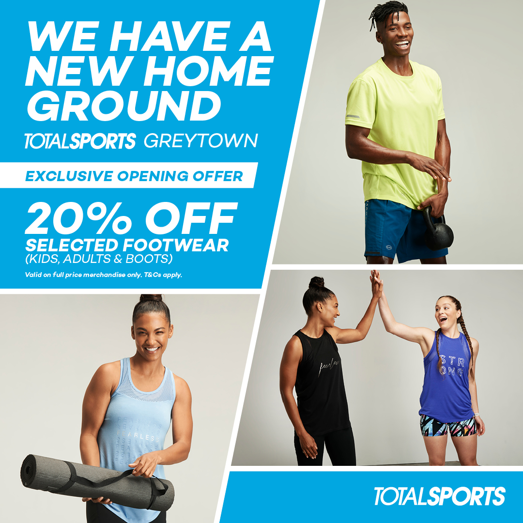 TotalsportsSA's tweet photo. Greytown, your new #HomeOfSport is now open. 

Visit us at Shop 4 Mavundla Square, 136 Durban Street, Greytown &amp; shop November deals, #RunnersRewards offer &amp; our opening offer exclusive to your store. https://t.co/j9ZPbghZIm