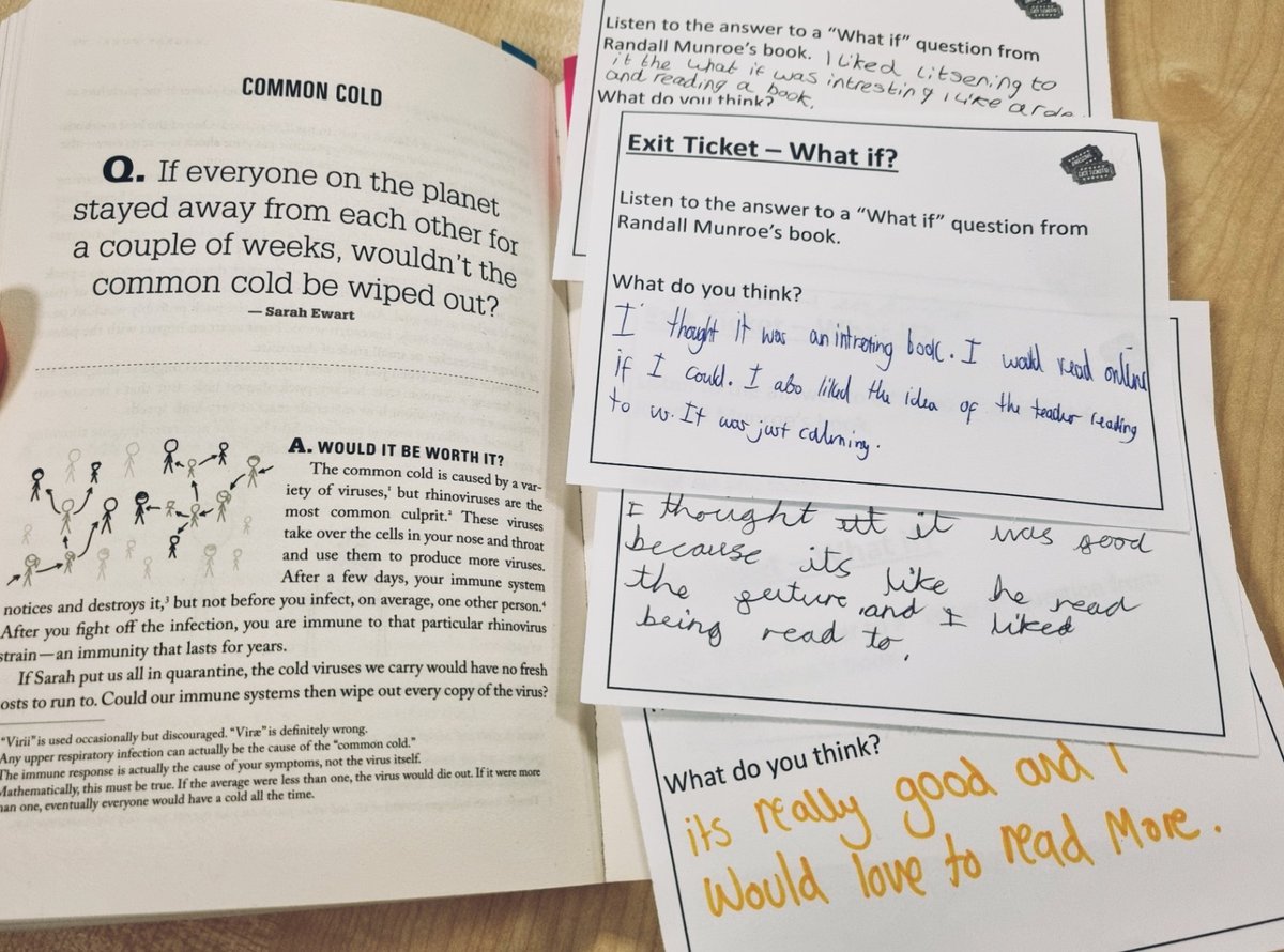 MrsScott_1's tweet photo. Today I took 5 minutes to read to my class. It was bliss! I love this book and wanted to share it with them. The "What if" scenario I chose was very topical too. The @OfficialNUSA pupils responses to being read though π #readingforpleasure #literacyinscience #kidsareourfuture https://t.co/lG5yEVa0aJ