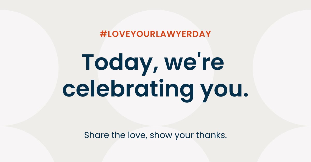 Today, on #LoveYourLawyerDay, we’re taking a moment to celebrate you. Thank you for your impactful work today, and everyday. 

Want to share the love? Tag a #lawyer who inspires you or has made a difference in your life.