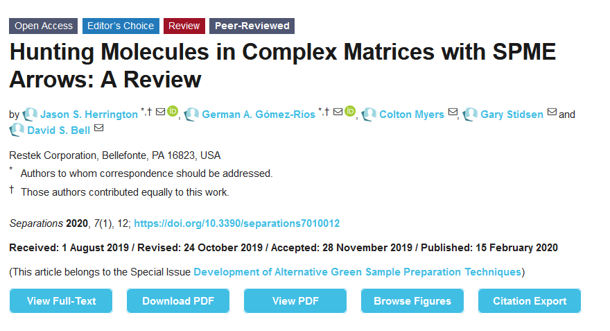 Sep_MDPI's tweet photo. #mdpiseparations ๐#higlycited Article
๐Title: Hunting Molecules in Complex Matrices with SPME Arrows: A Review
๐Link: https://t.co/RSISuacvzh
@Restek
#SPME #greenchemistry #airsampling #complexmatrices #massspectrometry https://t.co/h2r1GgGDFO
