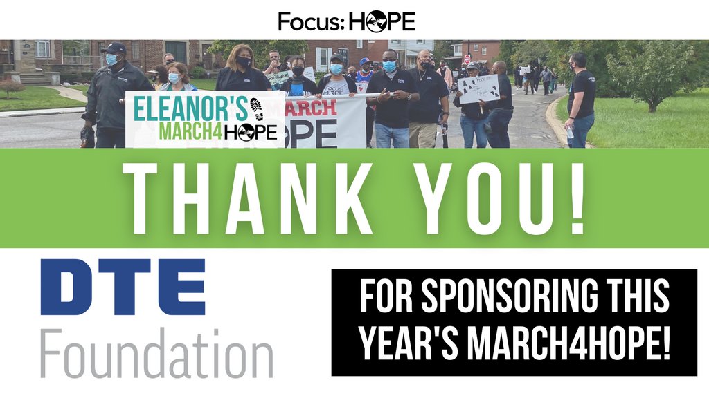 Focus_HOPE's tweet photo. Thank you to the @DTE_Energy for sponsoring this year's Eleanor's March 4 HOPE! #IMarchFor #March4HOPE #Detroit https://t.co/a2QSGmZuv5