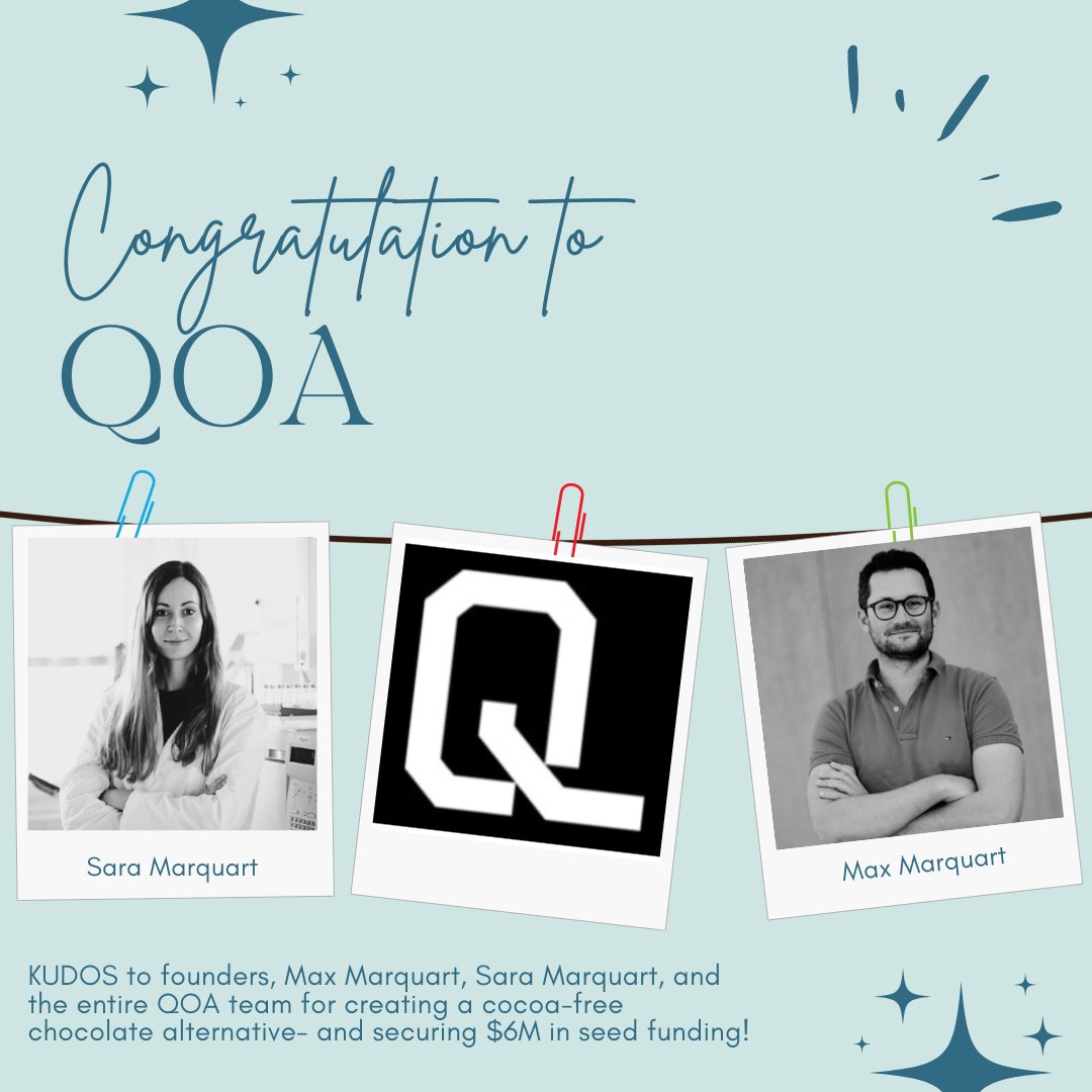 _NextGenChef's tweet image. Congratulations QOA!!! 

Germany’s QOA Raises $6M in Seed Funding for Cocoa-Free Fermented Chocolate (buff.ly/3wiEnj4)

KUDOS to founders, @_MaxMarquardt, @saramarquart and the entire QOA team for creating a cocoa-free chocolate alternative (buff.ly/3nxfdcK)