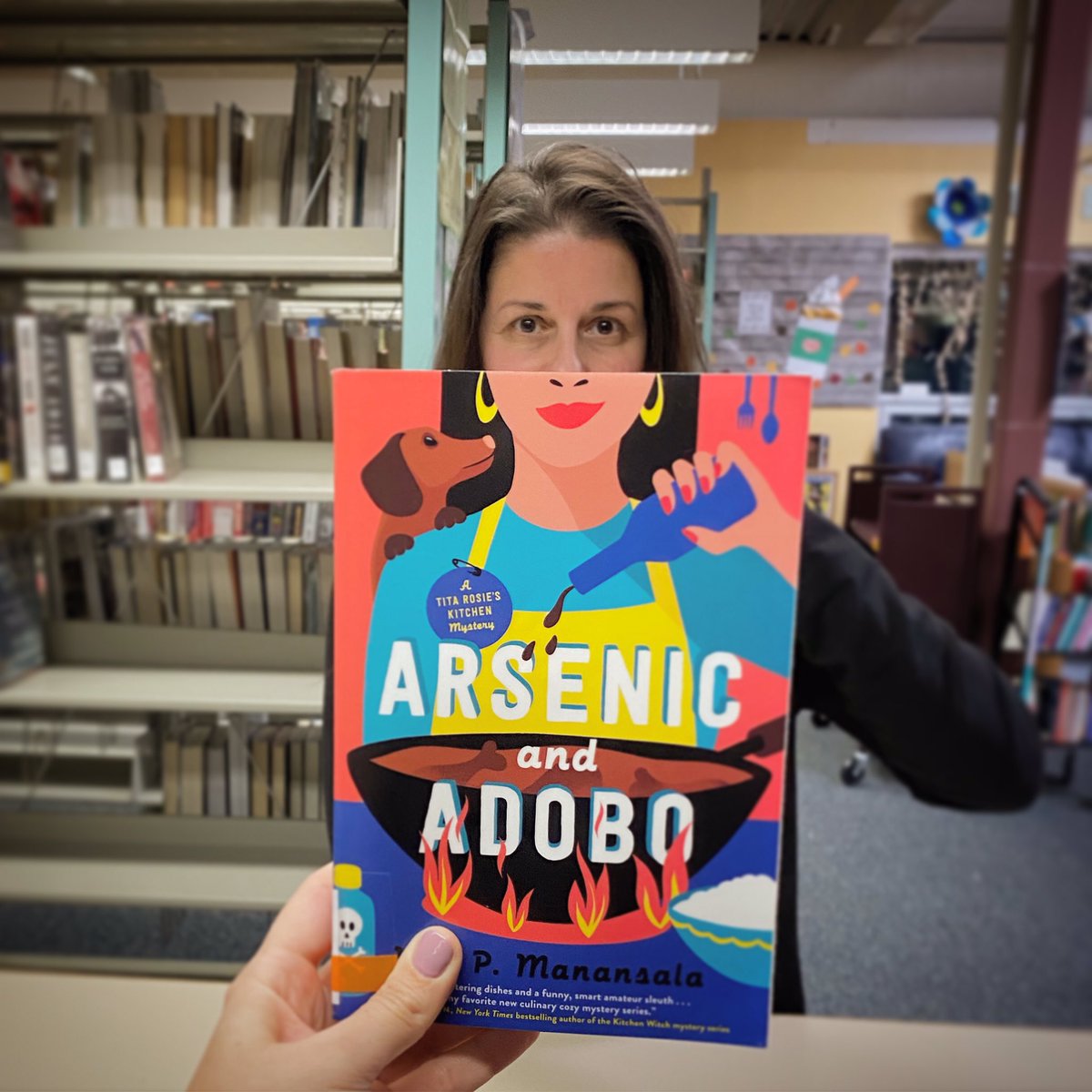 mclsnj's tweet photo. This week’s #bookfacefriday pick is the first book in a new culinary #cozymystery series. Check out “Arsenic and Adobo” by @mpmthewriter from our collection today!
#mysterybooks #bookface #bookfacelicious #bookseries #newbooks #lovetoread #fiction #mysteries #miapmanansala https://t.co/uGwZSgOBl0