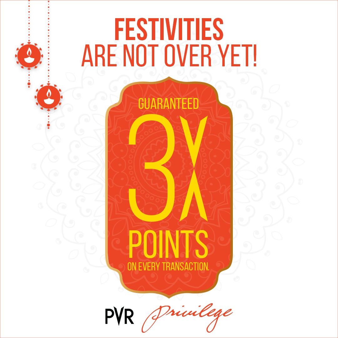 _PVRCinemas's tweet photo. We are making you an offer you CANNOT REFUSE!
Be the proud PVR Privilege Member and earn 3x POINTS at every transaction you make!
Offer valid only from 4th November to 7th November!
#PVRPrivilege
#pvr #pvrcinemas #privilegemember #loyaltyprogram #PVRloyalty #exclusiveoffer https://t.co/EefkR0QZEc