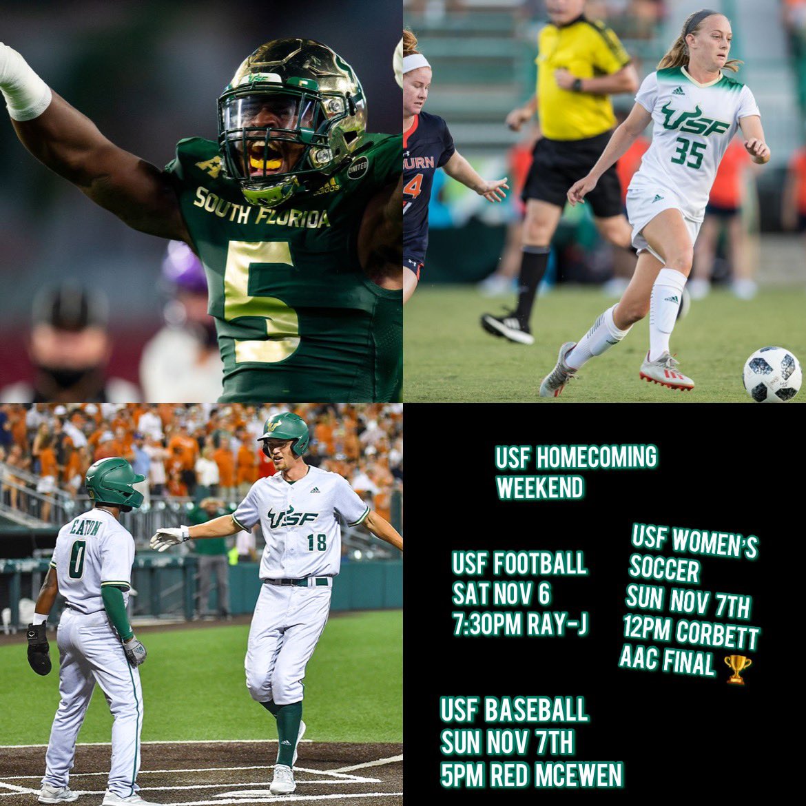 USFBaseballFans's tweet photo. 🚨CALLING BULLS NATION🚨
Let’s SHOW OUT this Homecoming weekend. #PackRayJ #PackCorbett #PackTheRed USF BULL PRIDE let’s go
@USFFootball | @USFWSOC | @USFBaseball | #HornsUp🤘 https://t.co/AkkPqldqiF