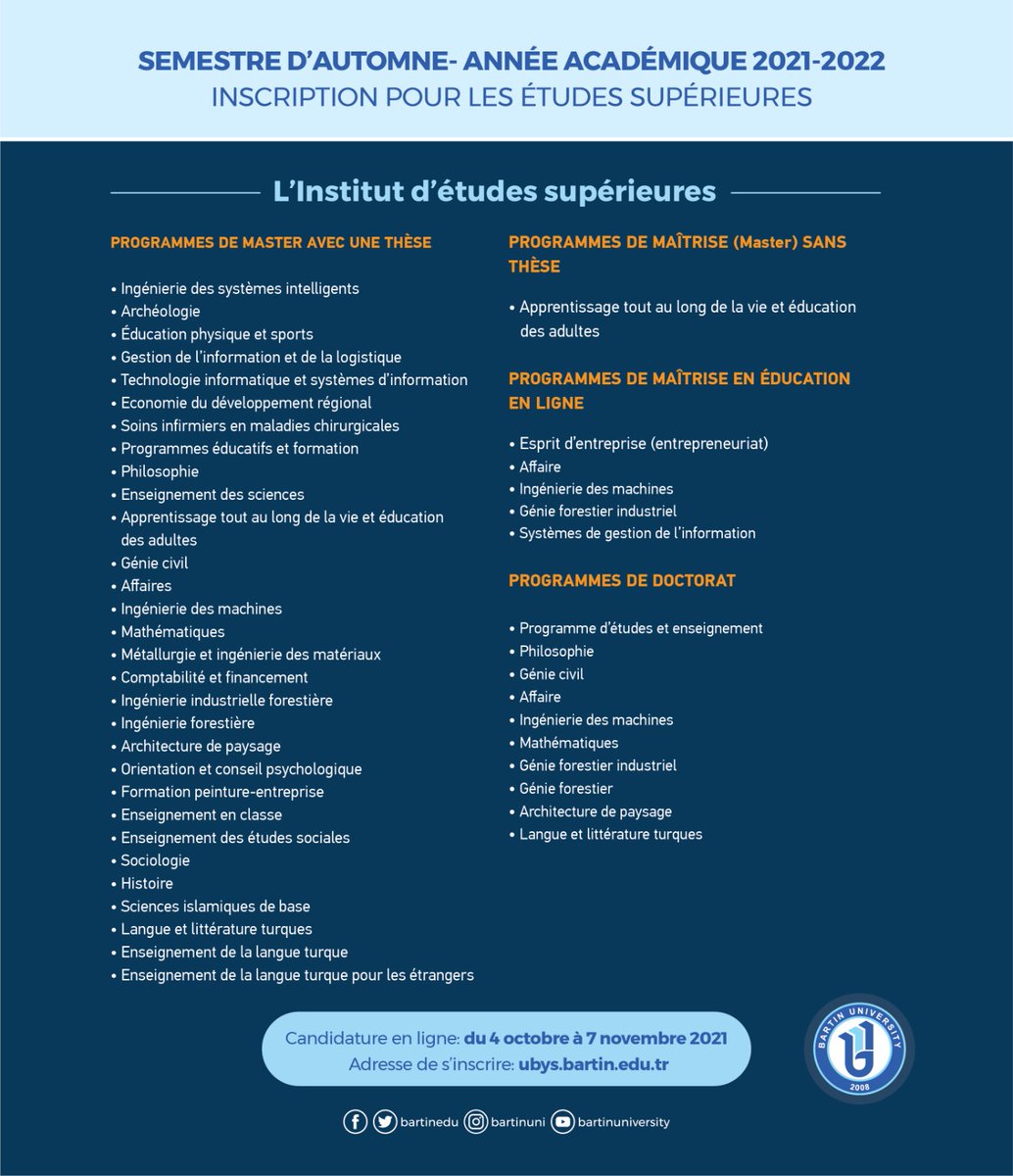 Lisansüstü programlarımıza uluslararası öğrenci başvuruları devam etmektedir.<a href="/uzun_orhan/">ORHAN UZUN</a> @bartinedu <a href="/lisansustu_enst/">Bartın Üniversitesi Lisansüstü Eğitim Enstitüsü</a>