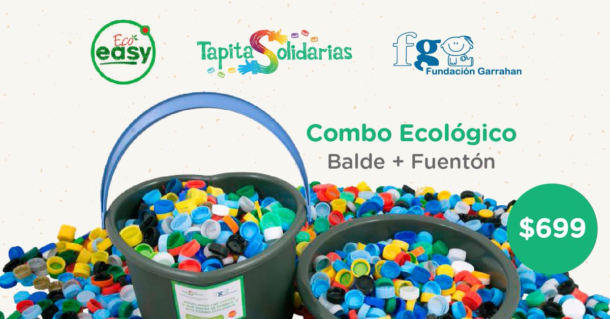 FundGarrahan's tweet photo. ♻️ Combo Ecológico ♻️

Nuestro combo ecológico vuelve a estar disponible en los supermercados Easy, realizado con las tapitas plásticas que recibimos en nuestro Programa de Reciclado y Medio Ambiente. 

¡Cada combo está fabricado con 310 tapitas! https://t.co/rm96Ekukua