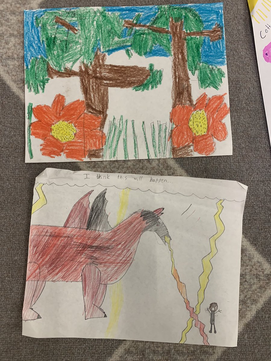 SDJill's tweet photo. SD third graders drew scenes from #DragonsinaBag by @zettaelliott #SD3rd #WeAreSouthDavis #DragonPals21 https://t.co/myEBZi96XW