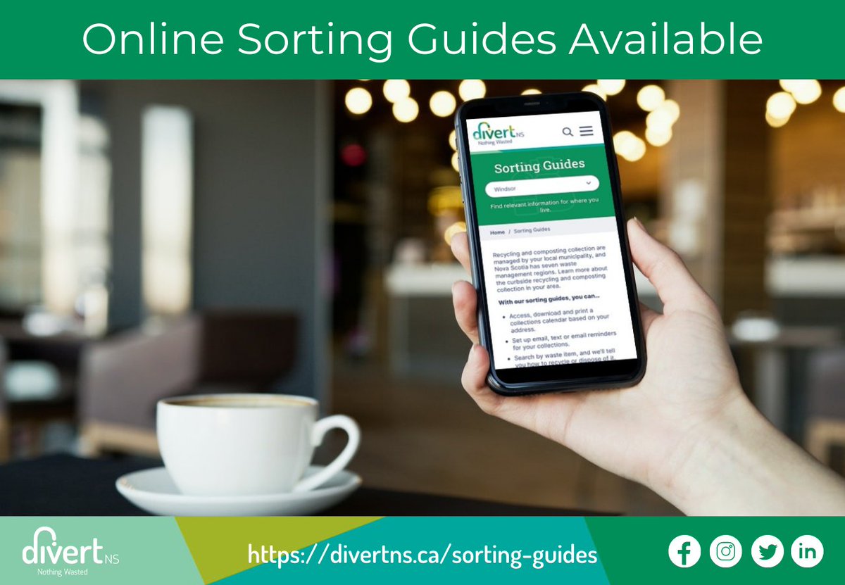 DivertNS's tweet photo. In #NovaScotia, curbside waste collection is managed locally. Some jurisdictions have waste apps you can download to make sorting even easier, while others use sort guides. Visit https://t.co/gGJ2jEC1A1 for more information about what goes where. https://t.co/IqlVb03XQ2