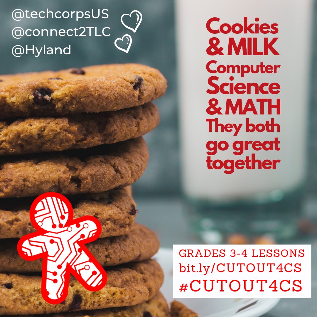 techcorpsus's tweet photo. #CSEdWeek starts Dec. 6. We're providing #free Computer Science curriculum for 3rd & 4th grade teachers. Using a cookie design scenario & Scratch (programming language), #CutOut4CS fuses mathematics and Computer Science. https://t.co/750ZAaiWU0 @Hyland @Connect2TLC #techcorps https://t.co/YbDx61tYHW