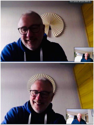 When you’re on a video call with <a href="/JessopDavid/">David Jessop</a> and he comes over all saintly.. @MarshallsReg #BeatifiedOfBurnley