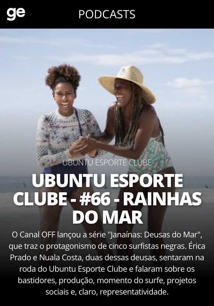 ubuntu_ec's tweet photo. 🚨EPISÓDIO NOVO🚨

Ubuntu no mar! 
Recebemos as surfistas @ericaprado_ e Nuala Costa, protagonistas da série “Janainas: Deusas do Mar”, do @CanalOff , para uma resenha sobre a série, o surfe no Br, representatividade, projetos sociais e muito mais. Vem!!

https://t.co/WzEOthR6Qn https://t.co/piDgpHM2o7