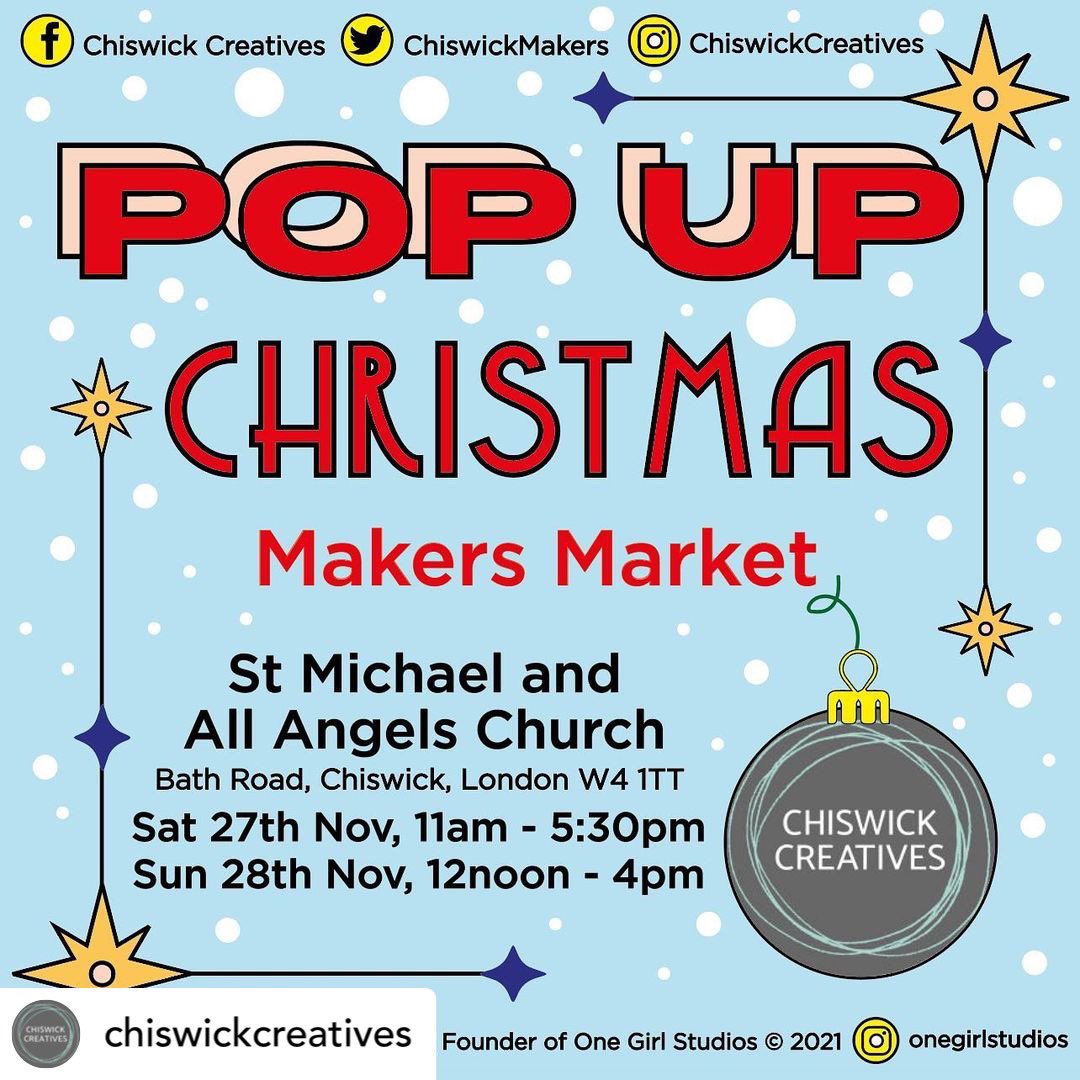 We are delighted to announce our 2021 Chiswick Creatives Pop Up Christmas Market takes place on 27th and 28th November in St Michael and  All Angels Church. We can’t wait to see you there! #chiswickchristmasmarket #chiswickcreatives