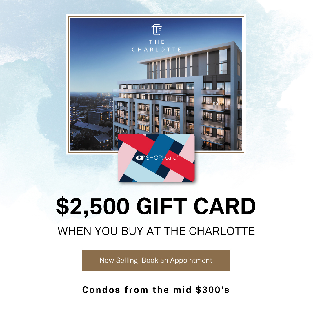 Be part of #SandyHill's newest chapter in the perfect downtown location near everything you love about #Ottawa! For a limited time, when you buy at The Charlotte #Condo, you'll receive a $2500 gift card on closing to CF Rideau Centre. Visit our office at 594 Rideau Street now!