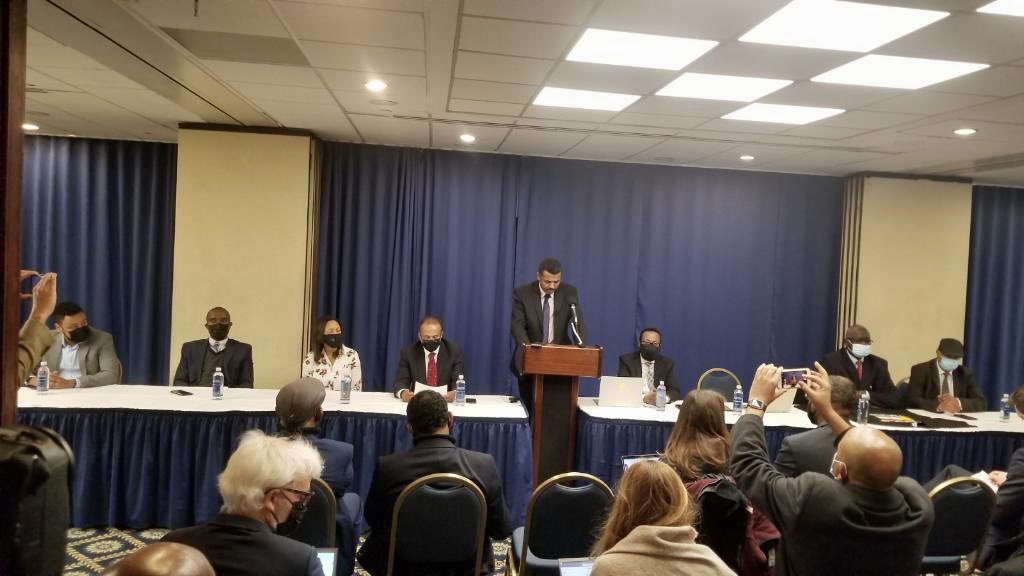 KassaHMariam's tweet photo. The signing ceremony of the formation of the United Front of Ethiopian Federalist and Con-federalist Forces at the Washington DC National Press Club. TPLF and OLF are some of the nine political and armed forces of Ethiopia. @SecBlinken @JosepBorrellF @SenatorMenendez @USAmbUN https://t.co/OHp7RrW93d
