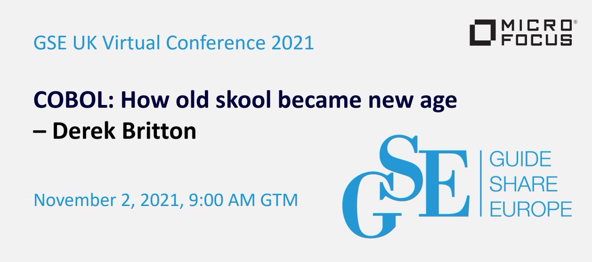 Don’t miss <a href="/MicroFocus/">Micro Focus</a> <a href="/DerekBrittonUK/">Derek Britton</a> session at @GSEUKC at 9 am Nov 2nd where he discusses “COBOL: How old skool became new age”: | #COBOL #gseukc #modernization #mainframe
 bit.ly/3bBwewB #TeamMicroFocus