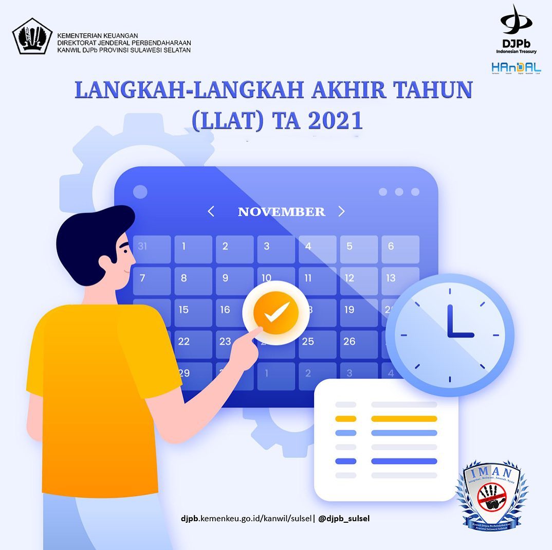 djpbsulsel's tweet photo. Selamat Siang #Agangkeu
Tahun 2021 tersisa dua bulan lagi. Dalam menghadapi LLAT  2021 sebagaimana diatur dalam Perdirjen Perbendaharaan Nomor PER-9/PB/2021 terkait Pedoman Pelaksanaan Penerimaan dan Pengeluaran Negara pada akhir TA 2021.
#DJPbSulsel
#DJPbHAnDAL
#LLAT2021 https://t.co/wyejYqppiH