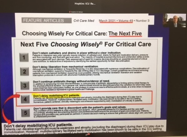HDmedical_org's tweet photo. Choosing Wisely: Don't Delay mobilizing ICU patients! presented by @DrDaleNeedham @icurehab conference going on now. Exersides™ Refraint™ is the Earliest Mobilization possible! #ICURehab #Refraint not restraint! https://t.co/ePac5FYXH3