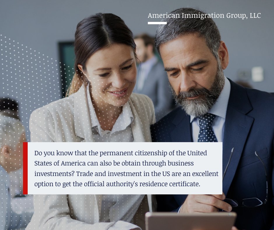 Trade and investment in the US are an excellent option to get the official authority's residence certificate.

eb5aig.com

#eb5 #aig #americanimmigrationgroup #eb5aig #us #uspassport