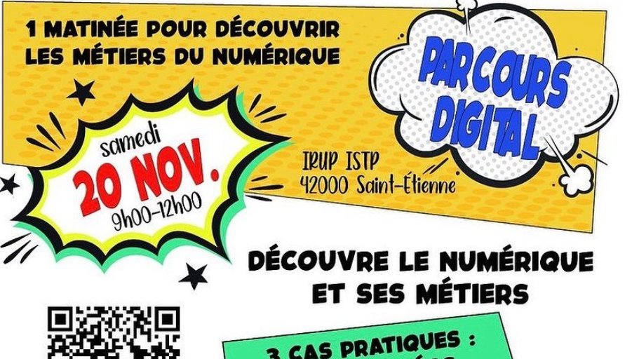 💻[#ParcoursDigital] La matinée d'orientation organisé par <a href="/Digitaleague/">Digital League</a> pour les collégien.nes se tiendra au Campus Industriel de l'IRUP à #StEtienne le 20. nov !

➡ Partez à la découverte des #métiers du #numérique à travers des activités ludiques, démos et mini-conf !
