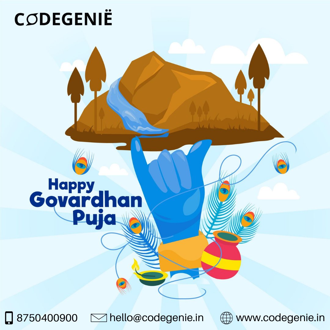 CodeGenie_'s tweet image. CodeGenie Technologies wishes our clients, employees, partners and friends a very happy Govardhan Puja!

#govardhanpuja #happygovardhanpuja #govardhanpuja2021 #webdevelopmentcompany #appdevelopmentcompany  #softwaredevelopmentcompany #codegenie #aapkastore #apibox