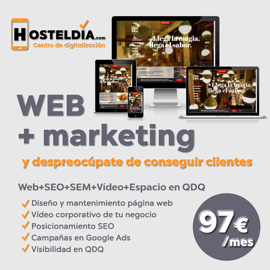 Nunca fe tan fácil contratar tu #Web  con el #marketingonline incluido. Web + Marketing por solo 97€/mes con <a href="/hosteldia/">Hosteldía</a>  y @QDQmedia