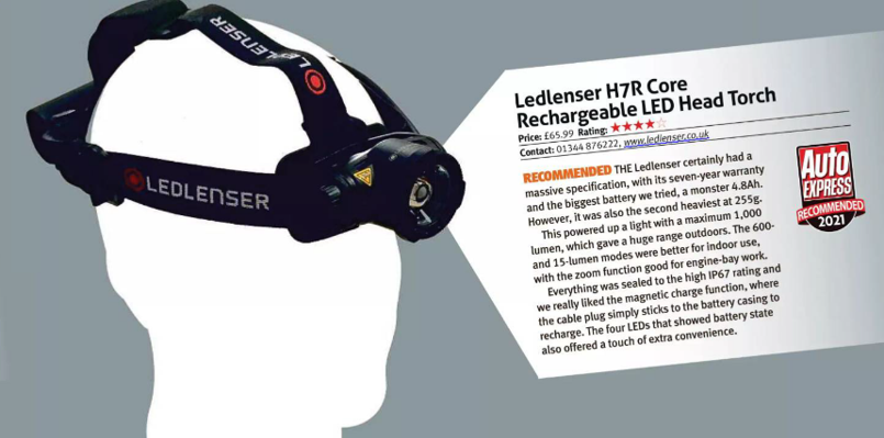 LedlenserUK's tweet photo. "Offers massive power and battery capability"  Grateful to #AutoExpress for choosing to recommend our Ledlenser H7R CORE headlamp in a recent test. #PowerUp #LightEngineeredBetter #Cars #auto #workshops #carmechanic #engineer #bodyshop #7yearwarranty https://t.co/4CvlZ8A7xo https://t.co/OwZEH1YOkh