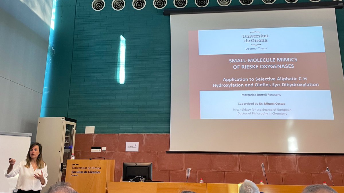 QBIS-CAT Research Group (@qbiscat_udg) on Twitter photo .<a href="/MargaridaB4/">Margarida Borrell</a> is now presenting her PhD thesis about small-molecule mimics of Rieske Oxygenases.
<a href="/UdGRecerca/">UdG Recerca</a> <a href="/QuimicaUdG/">Quimica UdG</a> <a href="/IQCCUdG/">IQCC UdG</a> <a href="/udgdoctorat/">Escola de Doctorat de la UdG</a> .<a href="/MargaridaB4/">Margarida Borrell</a> is now presenting her PhD thesis about small-molecule mimics of Rieske Oxygenases.
<a href="/UdGRecerca/">UdG Recerca</a> <a href="/QuimicaUdG/">Quimica UdG</a> <a href="/IQCCUdG/">IQCC UdG</a> <a href="/udgdoctorat/">Escola de Doctorat de la UdG</a>