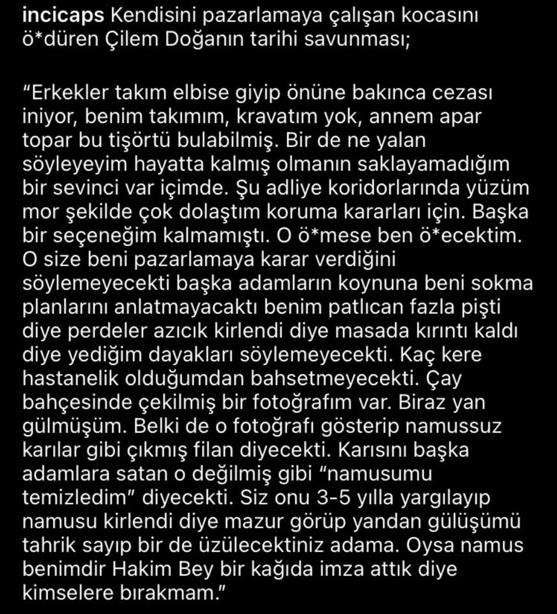 #CilemDogan ın şu savunmasını okuyun mutlaka!!!! Eril adaletiniz batsın!!!