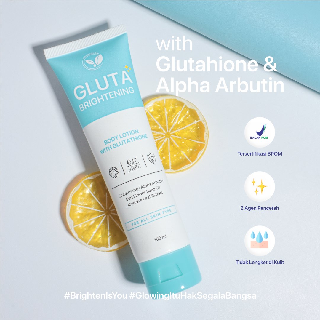 herbiglow's tweet photo. 2 AGEN PENCERAH DALAM 1 LOTION?🧐

Yapp, di dalam Gluta Brightening Body Lotion terdapat 2 agen pencerah sekaligus yaitu Glutathione &amp; Alpha Arbutin.

Yang dimana keduanya sudah diklaim dapat mencerahkan kulit lebih baik dan aman untuk kulit sensitif https://t.co/MUwXg3lFyZ