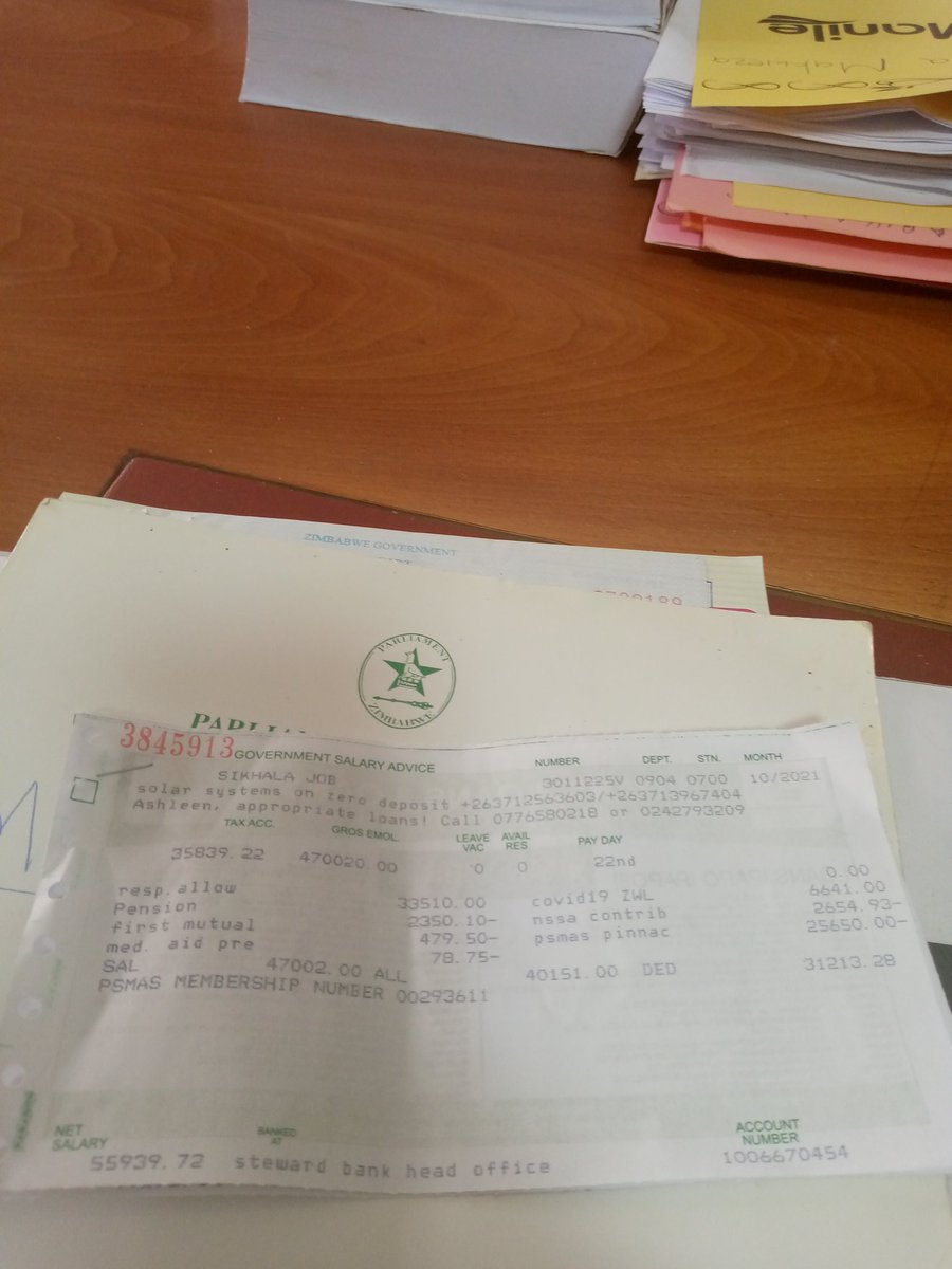 JobSikhala1's tweet photo. Today I passed by Parliament to collect my September and October payslips.

In September my salary was 34000 rtgs and for October it was slightly increased to 55000 rtgs.

Parliament is overrated. At the exchange rate of today, it means I was paid $170US in Sep and $275US in Oct. https://t.co/B5AGDjDNr3