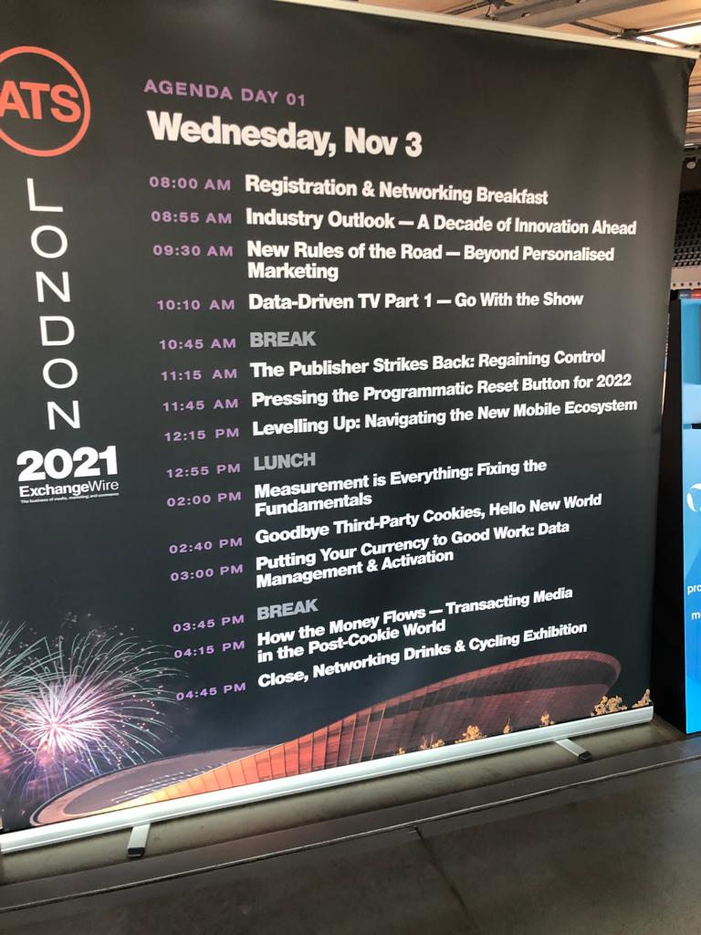 MarinoGualano's tweet photo. The #ATSConference in London began today and there is already so much valuable information that has been interpreted.

Sessions include insights about algorithmic driven trading and how data-driven TV and Out-of-home advertising will impress marketers in 2022. https://t.co/0IQ521QPPP