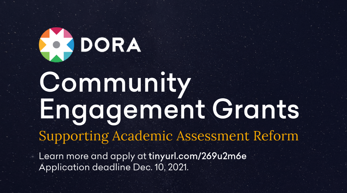 📢 DORA is excited to announce a NEW grant program to support individuals or teams who want to advance academic assessment reform at their institutions! Accepting applications now!
📆Applications close: 10 December 2021
🔗Learn more and apply today: ow.ly/4wUV50GGP2E