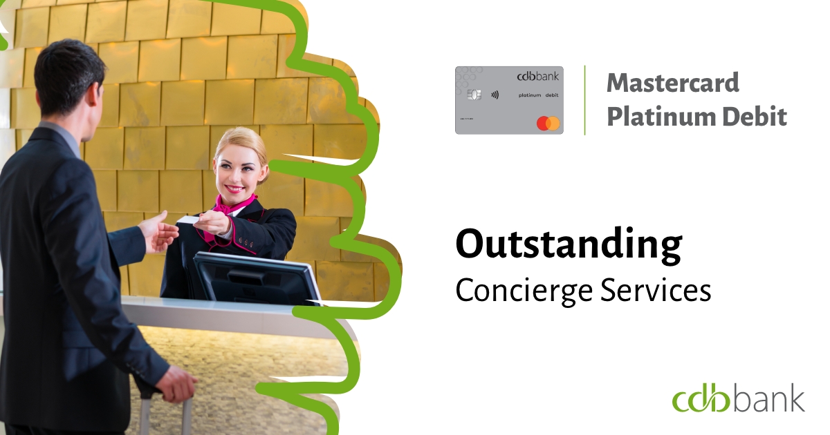 cdb_bank's tweet photo. Explore and enjoy outstanding concierge services that are offered for free when you obtain your cdbbank Platinum Debit for Individuals or Businesses.

Visit our website for more information ➡️ https://t.co/GzrdZ6tlhA

#Mastercard #DebitCards #cdbbank https://t.co/Z6sZ15lKK4