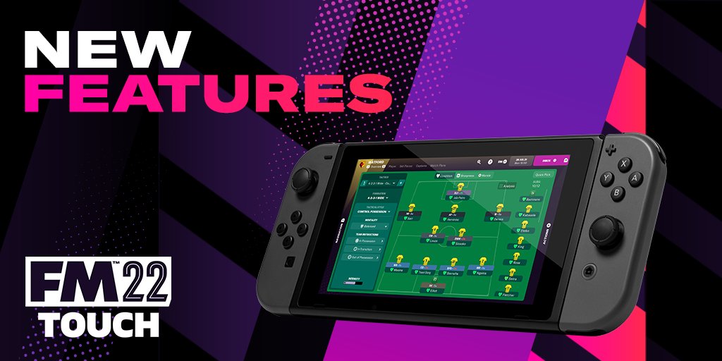 FootballManager's tweet photo. News Effects and Improved Controller Integration 🤩

Another season of #FM22Touch on Nintendo Switch™ arrives Nov 9th 🗓️

More info 👉https://t.co/pRQrU8KVLr https://t.co/YnNVzm5Rs8