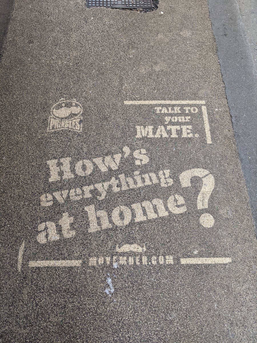 CaitrionaDoran3's tweet photo. Love seeing our @MovemberIreland  reverse graffiti around Dublin from our partner @Pringles_UK - great conversation prompts to check in on our mates! 

(Not to mention a more creative and sustainable marketing concept compared to printing flyers etc.) https://t.co/0VYgpg3MEK