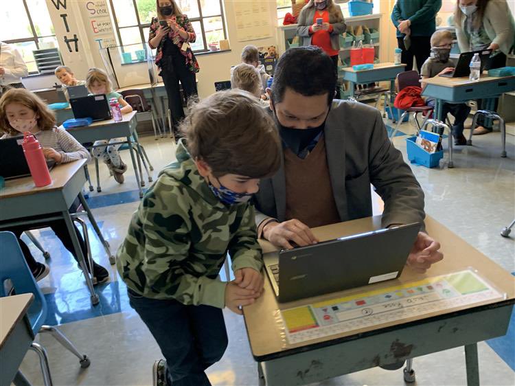 BellefonteASD's tweet photo. Pennsylvania Education Secretary Noe Ortega stopped by Bellefonte Area School District to meet with faculty and staff. During his visit, he got a glimpse of what tech ed looks like in a second-grade class, and toured the BeLA center. https://t.co/DwHh02t6pq https://t.co/H4bKWV0lMY