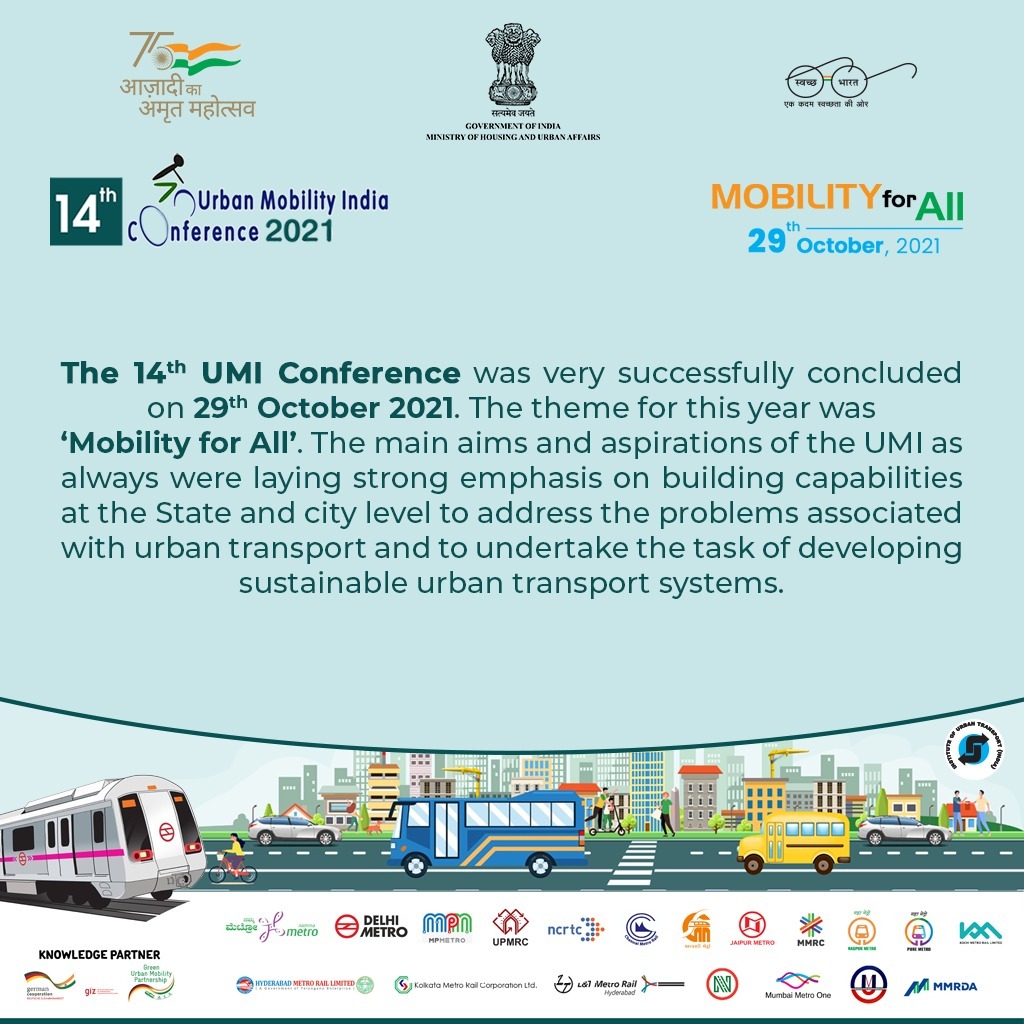 Heartfelt thanks for making UMI 2021 super successful .

#urbantransport #umi2021 #AzadiKaAmritMahotsav #Publictransport #SmartCity #pmoindia #PMO