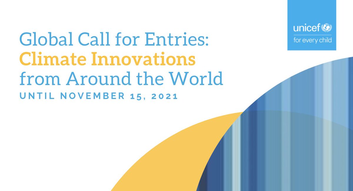 #COP26 is on and #ClimateChange is on everyone's minds. In p'ship with sister agencies and orgs., <a href="/UNICEF/">UNICEF</a> is making a call for Climate Innovations that focus or apply to climate change mitigation, resilience and adaptation.

Submit yours before Nov. 15 ✍️

bit.ly/climateinnovat…