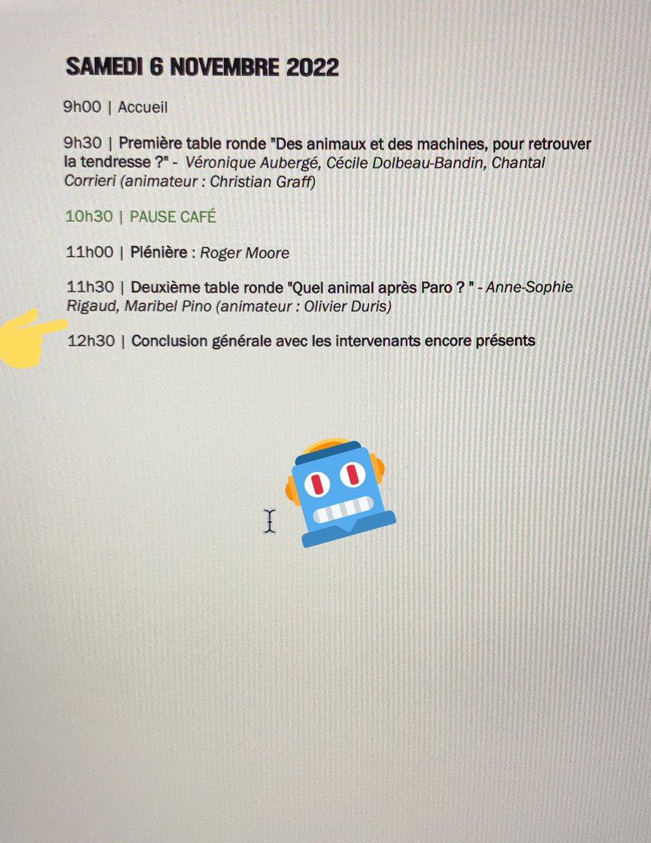 BrocaLivingLab's tweet photo. Aujourd’hui et demain à lieu le 3ème colloque « objets animés, humains, animaux: partenaires de soins tendres » à Grenoble   

@BrocaLivingLab participe  à la table ronde demain « Quel animal après Paro? » 🦭

 @MSH_A @ierhr @UGrenobleAlpes https://t.co/AuCG7QzyLa