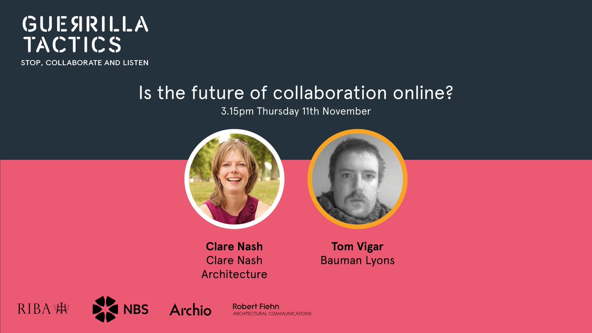 Archio Ltd (@archio_ltd) on Twitter photo Is the future of collaboration online?
On the final day of the #RIBAGuerrillaTactics conference (15:15 11th Nov) two practitioners, <a href="/ClareNashArch/">Clare Nash</a> and Tom Vigar, <a href="/baumanlyons/">Bauman Lyons</a> will explore potential futures for the daily life of the architect. Is the future of collaboration online?
On the final day of the #RIBAGuerrillaTactics conference (15:15 11th Nov) two practitioners, <a href="/ClareNashArch/">Clare Nash</a> and Tom Vigar, <a href="/baumanlyons/">Bauman Lyons</a> will explore potential futures for the daily life of the architect.