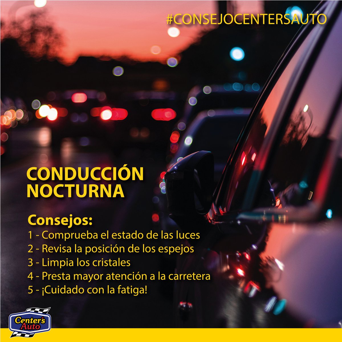 CentersAuto's tweet photo. El pasado fin de semana se cambió la hora de esta y, con ello, la noche llegará antes Porque sabemos que la conducción nocturna puede ser complicada, queremos darte algunos consejos para que conducir de noche suponga el menor problema posible.
#centersauto #consejocentersauto https://t.co/poWrj0fwYn
