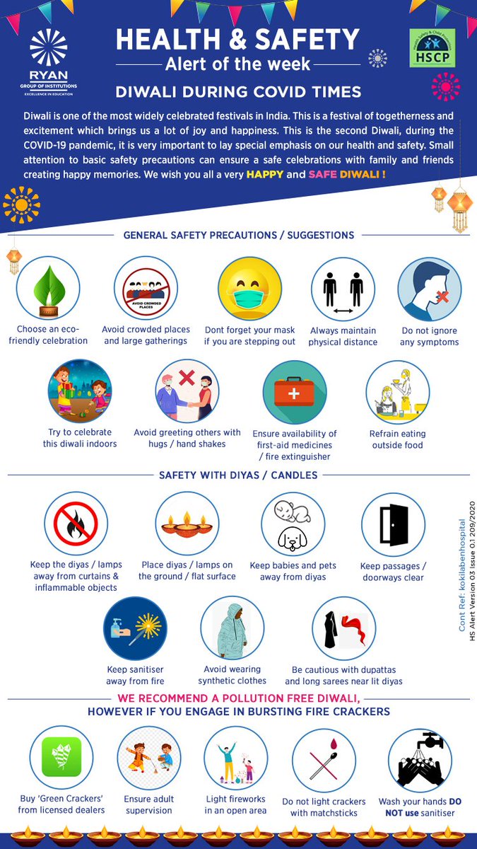 RyanIntlGrp's tweet photo. Due to the ongoing pandemic, we must celebrate the Diwali festival in a confined manner for our health and #safety. #RyanParents urge the children to be safe and use the guide to comprehend the safety measures
and pollution-free Diwali.
#RyanInternationalSchool https://t.co/bt5SUP4Lal