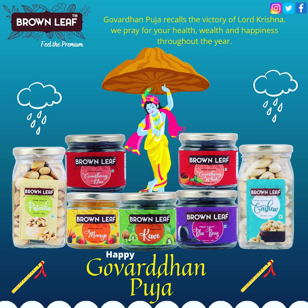 SmartFamily4U's tweet photo. Happy Goverdhan Puja.
.
#goverdhan #goverdhanpuja #brownleaf #feelthepremium #JaiShriKrishna https://t.co/rfeUmfSaSt
