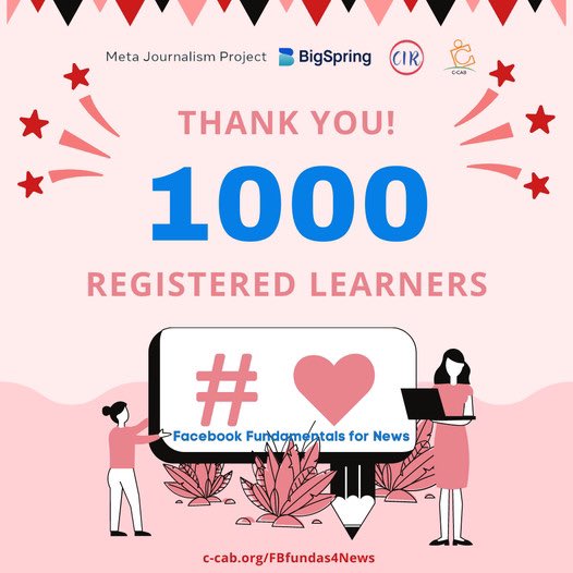 1000 &amp; going! 
#FBfundas4News #Bangladesh 1000 milestone achieved.
<a href="/cirsl1/">Center for Investigative Reporting, Sri Lanka</a> <a href="/Center4CommAct/">Center for Communication Action</a> <a href="/meta/">Meta</a> @bigspringio.
#mobilejournalism #digitalliteracy