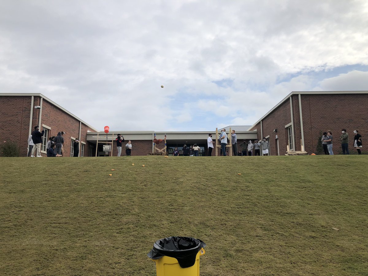 Pumpkin being launched at principal, maybe these engineering kids are too good.
