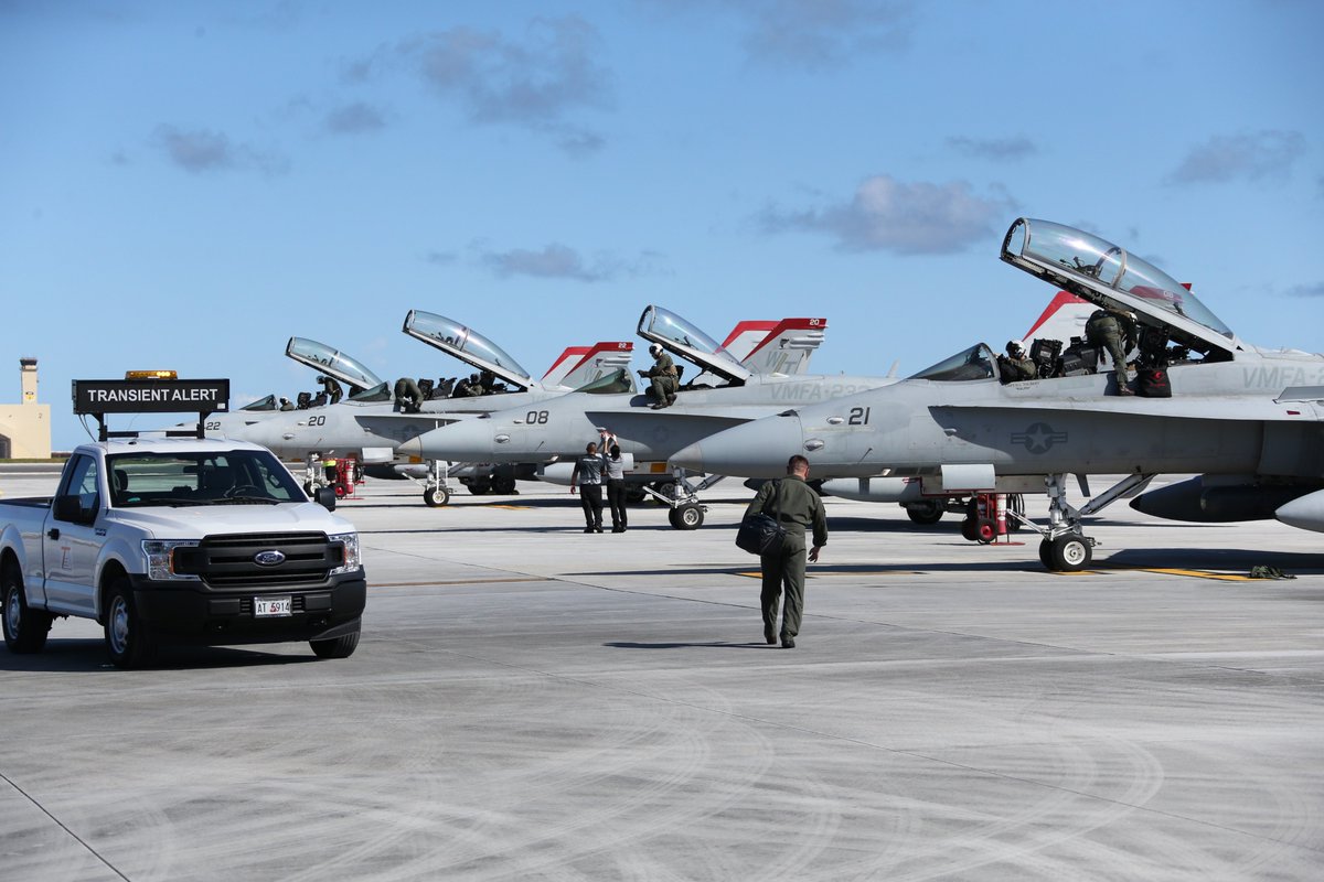 CoronetEast's tweet photo. The final VMFA-232 Hornets returned to MCAS Miramar #KNKX from their UDP deployment to Japan and Guam, November 4th 2021. They departed from Honolulu as #FEUD51 flight with KC-46A #PETRO91 (16-46019) to #KPSM. They were on #ALTRV Coronet West 521.
#UDP #CW521 #VMFA232 https://t.co/1FD2PuleDY