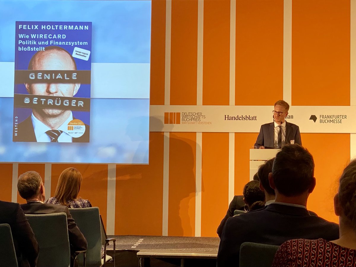 FelixHoltermann's tweet photo. Den #DeutschenWirtschaftsbuchpreis 2021 hat #MarkusBrunnermeier gewonnen. Aber schon die Nominierung war der Wahnsinn. Die #FAZ bezeichnete mein Buch #GenialeBetrüger als „sehr gelungen“, der @DLF als „das klügste Buch“ zum Thema #Wirecard. #Herbstlektüre: https://t.co/mGNkOgjMuo https://t.co/nWs4ZBmgY3